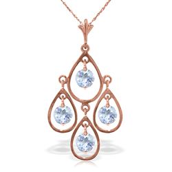 ALARRI 14K Solid Rose Gold Necklace w/ Natural Aquamarines