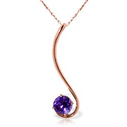 ALARRI 14K Solid Rose Gold Necklace w/ Natural Purple Amethyst