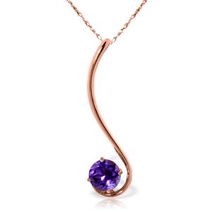 ALARRI 14K Solid Rose Gold Necklace w/ Natural Purple Amethyst