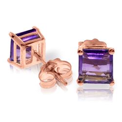 ALARRI 1.75 CTW 14K Solid Rose Gold Sparkle Amethyst Stud Earrings