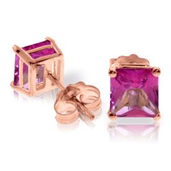 ALARRI 1.75 Carat 14K Solid Rose Gold Sparkle Pink Topaz Stud Earrings