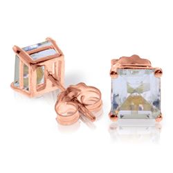 ALARRI 1.75 Carat 14K Solid Rose Gold Sparkle Aquamarine Stud Earrings