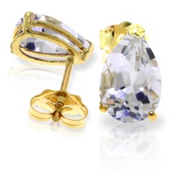 ALARRI 3.15 Carat 14K Solid Gold Stud Earrings Natural White Topaz