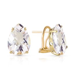 ALARRI 10 CTW 14K Solid Gold French Clips Earrings Natural White Topaz