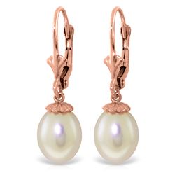 ALARRI 8 CTW 14K Solid Rose Gold Pearl Love Earrings