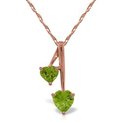 ALARRI 14K Solid Rose Gold Hearts Necklace w/ Natural Peridots