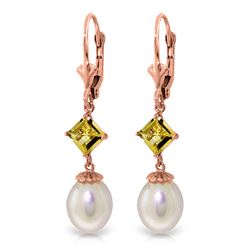 ALARRI 9.5 CTW 14K Solid Rose Gold Charisma Pearl Citrine Earrings