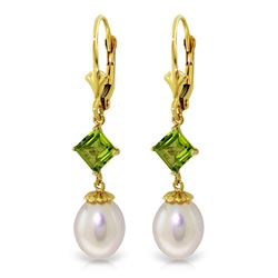 ALARRI 9.5 CTW 14K Solid Gold Spring Fever Peridot Pearl Earrings