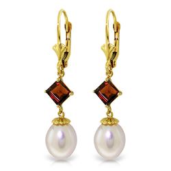 ALARRI 9.5 Carat 14K Solid Gold Winter Tale Garnet Pearl Earrings