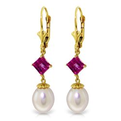 ALARRI 9.5 Carat 14K Solid Gold Summer Fling Pink Topaz Pearl Earrings