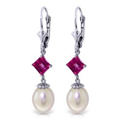 ALARRI 9.5 Carat 14K Solid White Gold Contributions Pearl Pink Topaz Earrings