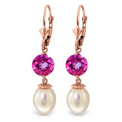 ALARRI 11.1 CTW 14K Solid Rose Gold Elegance Pearl Pink Topaz Earrings