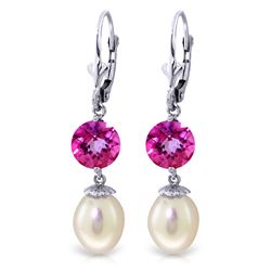 ALARRI 11.1 Carat 14K Solid White Gold Take Responsibility Pearl Pink Topaz Earrings