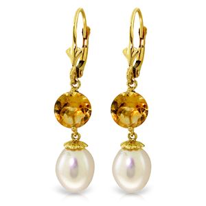 ALARRI 11.1 Carat 14K Solid Gold Sun Kissed Citrine Pearl Earrings