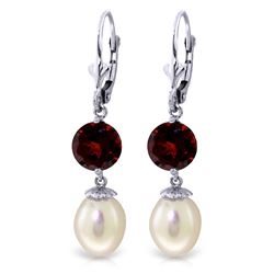 ALARRI 11.1 Carat 14K Solid White Gold Change For Better Pearl Garnet Earrings