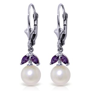 ALARRI 4.4 CTW 14K Solid White Gold Found My Passion Pearl Amethyst Earrings