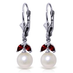 ALARRI 4.4 Carat 14K Solid White Gold Clean Slate Pearl Garnet Earrings