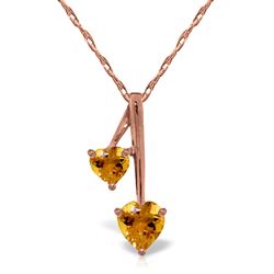 ALARRI 14K Solid Rose Gold Hearts Necklace w/ Natural Citrines
