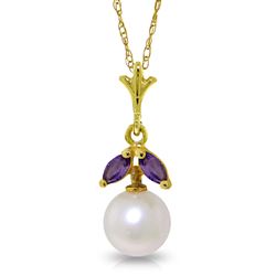 ALARRI 2.2 Carat 14K Solid Gold Necklace Natural Pearl Amethyst