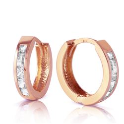 ALARRI 1.2 Carat 14K Solid Rose Gold Hoop Huggie Earrings Rose Topaz