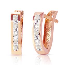 ALARRI 1.2 Carat 14K Solid Rose Gold Oval Huggie Earrings Rose Topaz