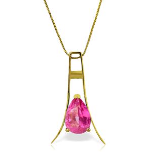 ALARRI 1.5 Carat 14K Solid Gold Pink Paradise Pink Topaz Necklace