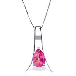 ALARRI 1.5 Carat 14K Solid White Gold Promise To Solve Pink Topaz Necklace