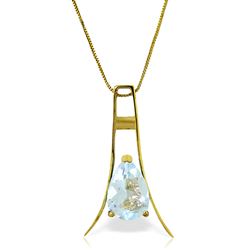 ALARRI 1.5 Carat 14K Solid Gold Walking In Rain Aquamarine Necklace