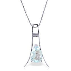 ALARRI 1.5 Carat 14K Solid White Gold Two To Tango Aquamarine Necklace