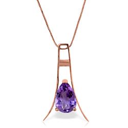 ALARRI 14K Solid Rose Gold Necklace w/ Natural Purple Amethyst