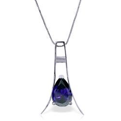 ALARRI 1.5 Carat 14K Solid White Gold Have And Hold Sapphire Necklace