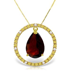 ALARRI 6.6 Carat 14K Solid Gold Diamond Garnet Circle Of Love Necklace