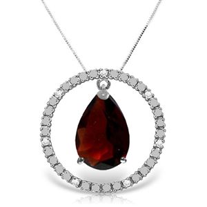 ALARRI 6.6 Carat 14K Solid White Gold Diamond Garnet Circle Of Love Necklace