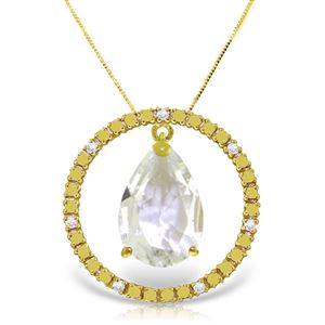ALARRI 6.6 Carat 14K Solid Gold Diamond White Topaz Circle Of Love Necklace