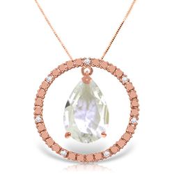 ALARRI 14K Solid Rose Gold Diamond & Rose Topaz Circle Of Love Necklace