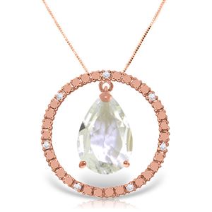 ALARRI 14K Solid Rose Gold Diamond & Rose Topaz Circle Of Love Necklace