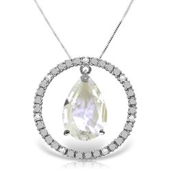 ALARRI 6.6 Carat 14K Solid White Gold Diamond White Topaz Circle Of Love Necklace