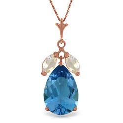 ALARRI 14K Solid Rose Gold Necklace w/ Blue Topaz & Rose Topaz