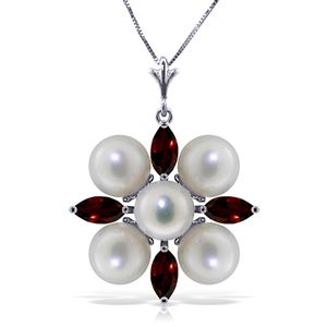 ALARRI 6.3 Carat 14K Solid White Gold Sky's The Limit Garnet Pearl Necklace