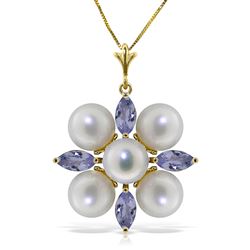 ALARRI 6.3 Carat 14K Solid Gold Fortune Is A Wisdom Tanzanite Pearl Necklace