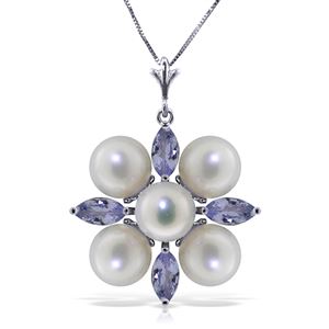 ALARRI 6.3 CTW 14K Solid White Gold High Expectations Tanzanite Pearl Necklace