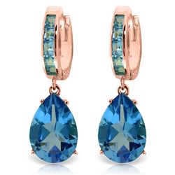 ALARRI 13.2 Carat 14K Solid Rose Gold Blue Topaz Hoop Drop Earrings