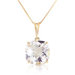 ALARRI 3.6 Carat 14K Solid Gold Necklace Natural Checkerboard Cut White Topaz