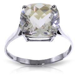 ALARRI 3.6 Carat 14K Solid White Gold Ring Natural Checkerboard Cut White Topaz