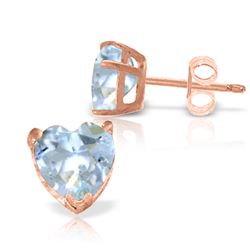 ALARRI 3.25 Carat 14K Solid Rose Gold Divinity Aquamarine Stud Earrings