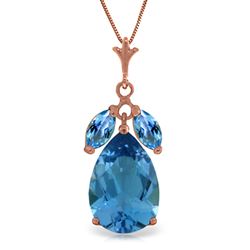 ALARRI 14K Solid Rose Gold Necklace w/ Natural Blue Topaz