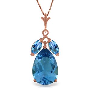 ALARRI 14K Solid Rose Gold Necklace w/ Natural Blue Topaz