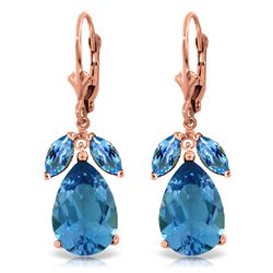 ALARRI 13 Carat 14K Solid Rose Gold Drop Earrings Blue Topaz Peridot