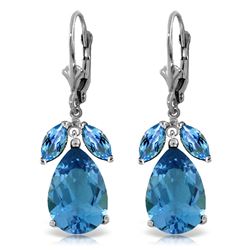 ALARRI 13 CTW 14K Solid White Gold Submission Blue Topaz Earrings