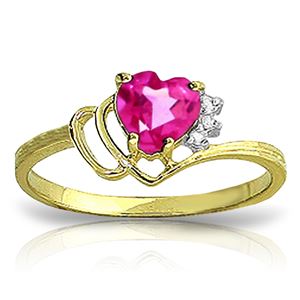 ALARRI 0.97 CTW 14K Solid Gold Puerto Rico Pink Topaz Diamond Ring